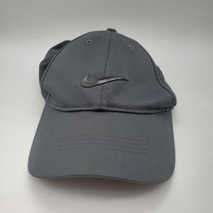 Nike Golf Dri-FIT Swoosh Front Cap. Likenew Charcoal Grey Blk Swish Adjustable